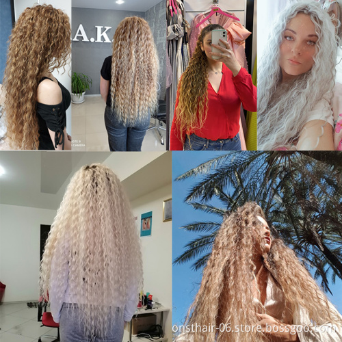 Soft Long Water Wave Crochet Hair Synthetic Goddess Braiding Hair Natural Wavy Ombre Blonde Hair Extensions